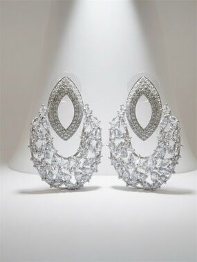 White Gold Plated Swarovski Crystal Earrings | Women’s Bridal Jewelry